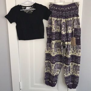 Elephant printed pants and crop top